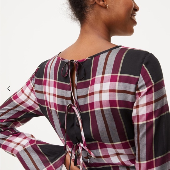 ANN TAYLOR LOFT SIZE 6P TIE BACK PLAID DRESS - Picture 2 of 7